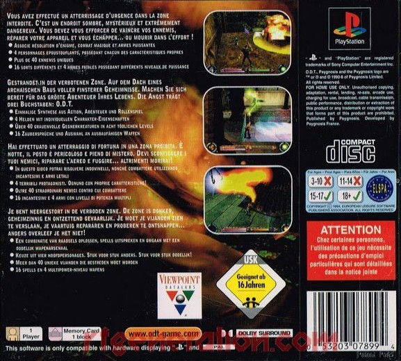 O.D.T. - Escape or Die Trying PSX cover