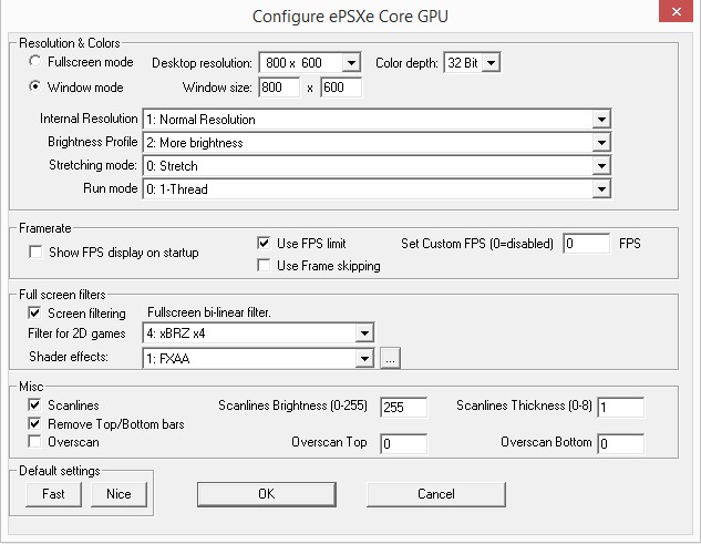 Epsxe settings clearance