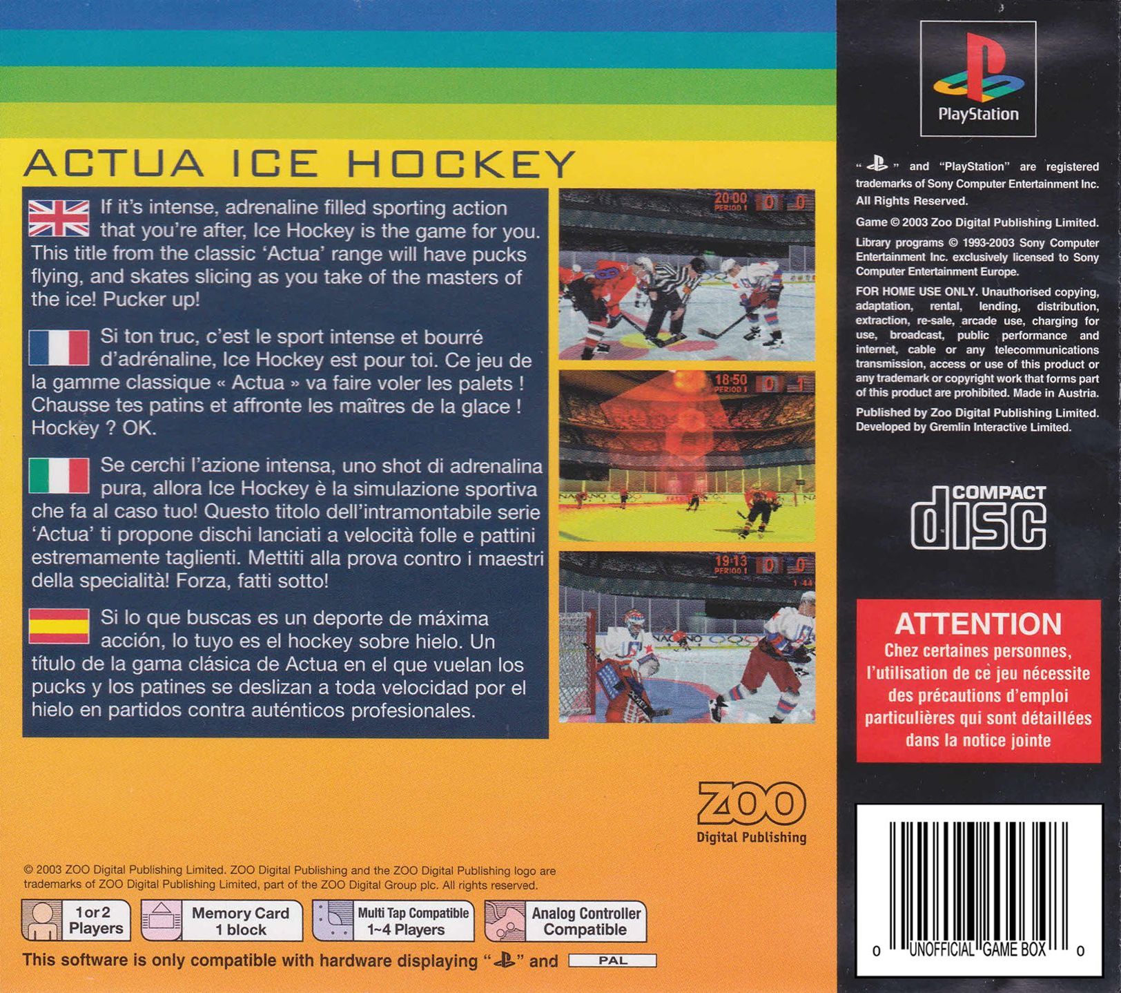 Actua Ice Hockey PSX cover