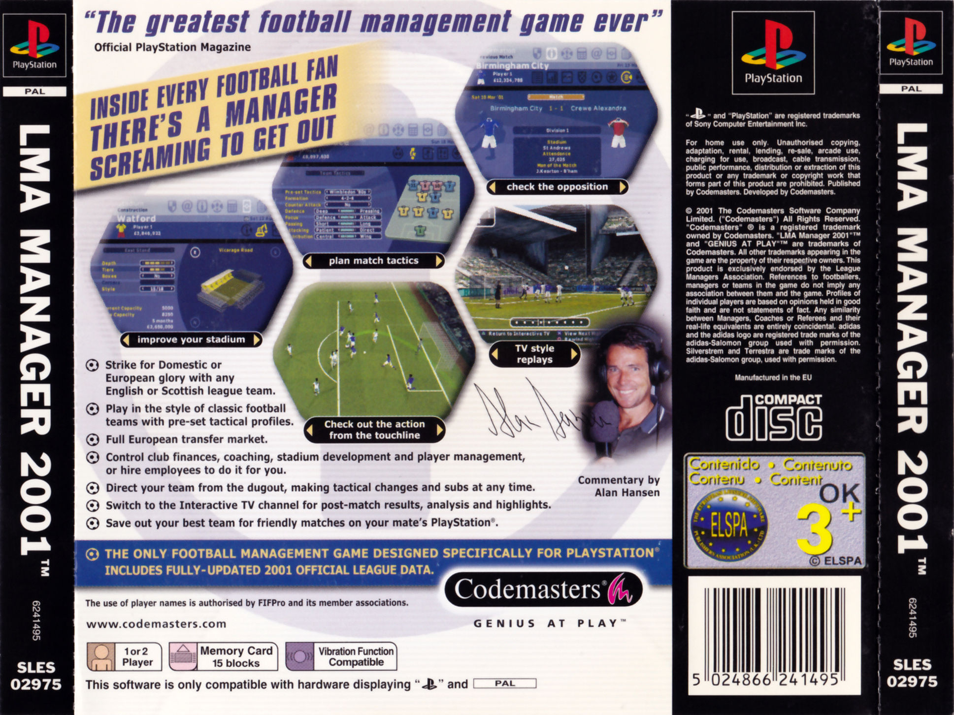 LMA Manager 2001 PSX cover
