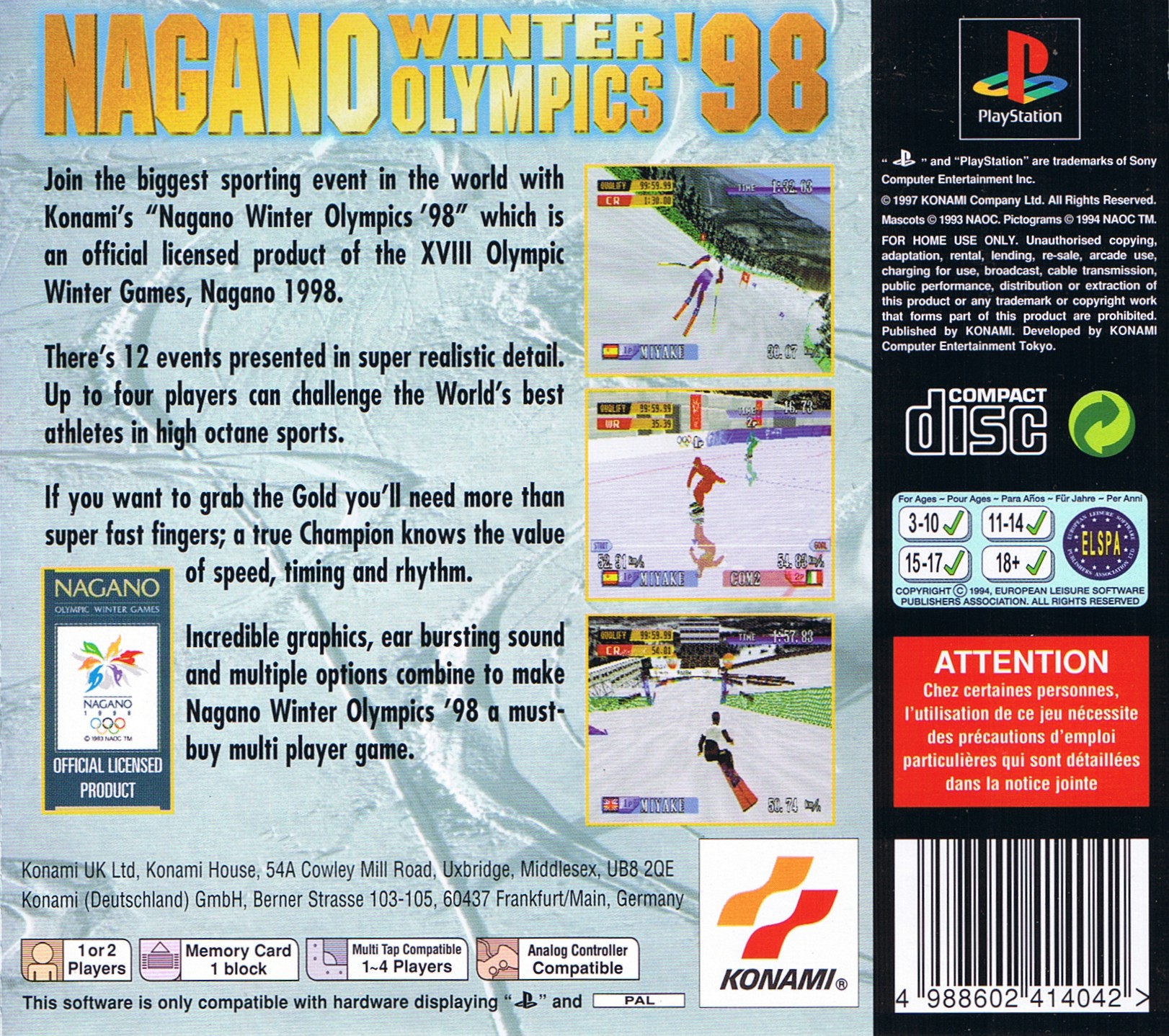 Nagano Winter Olympics '98 PSX cover