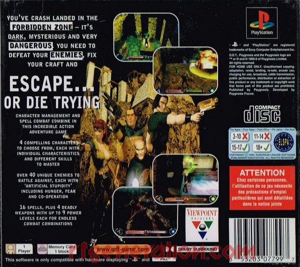 O.D.T. - Escape or Die Trying PSX cover