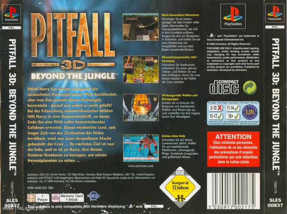 Pitfall 3D - Beyond the Jungle PSX cover