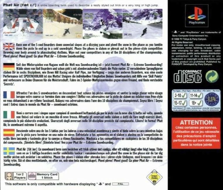 Phat Air Extreme Snowboarding PSX cover