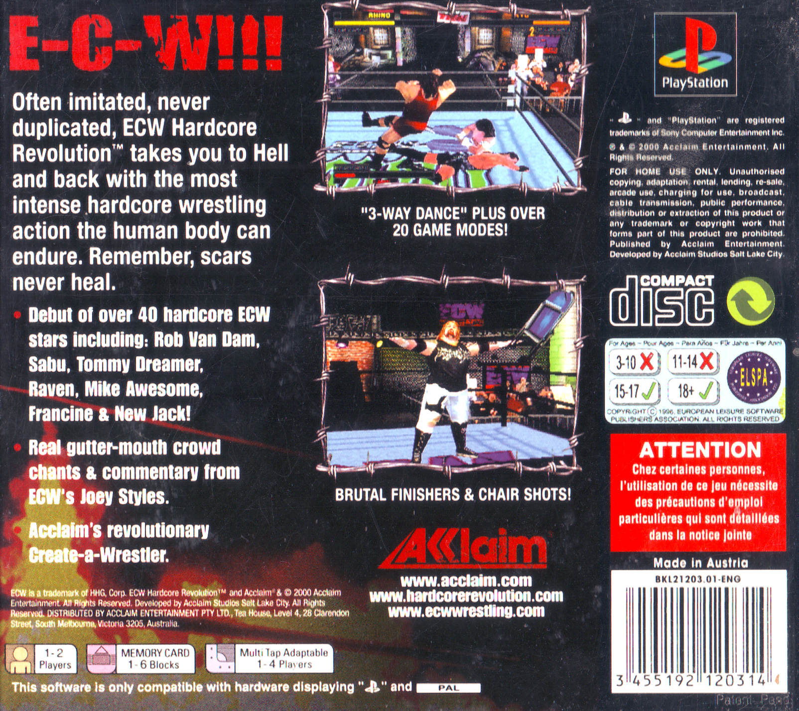 ECW - HARDCORE REVOLUTION (PAL) - BACK