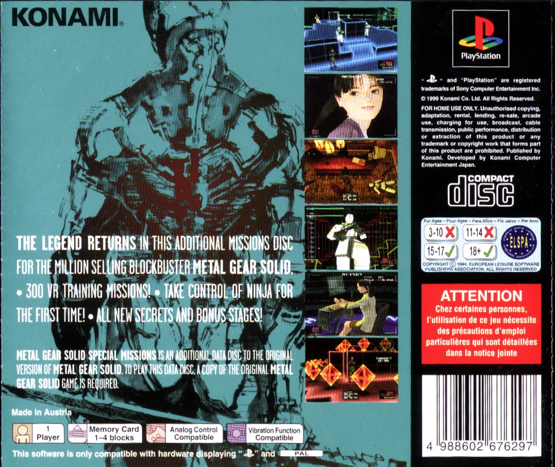 Metal Gear Solid - Special Missions PSX cover