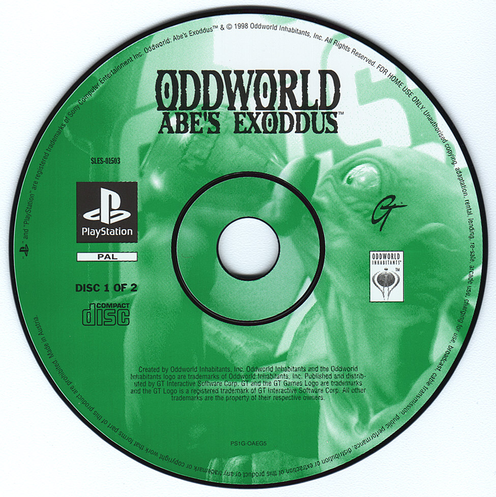 Диск 1. Abe's Exoddus ps1. Oddworld PLAYSTATION 1. Oddworld ps1 обложка. Эйб оддворлд ps1.