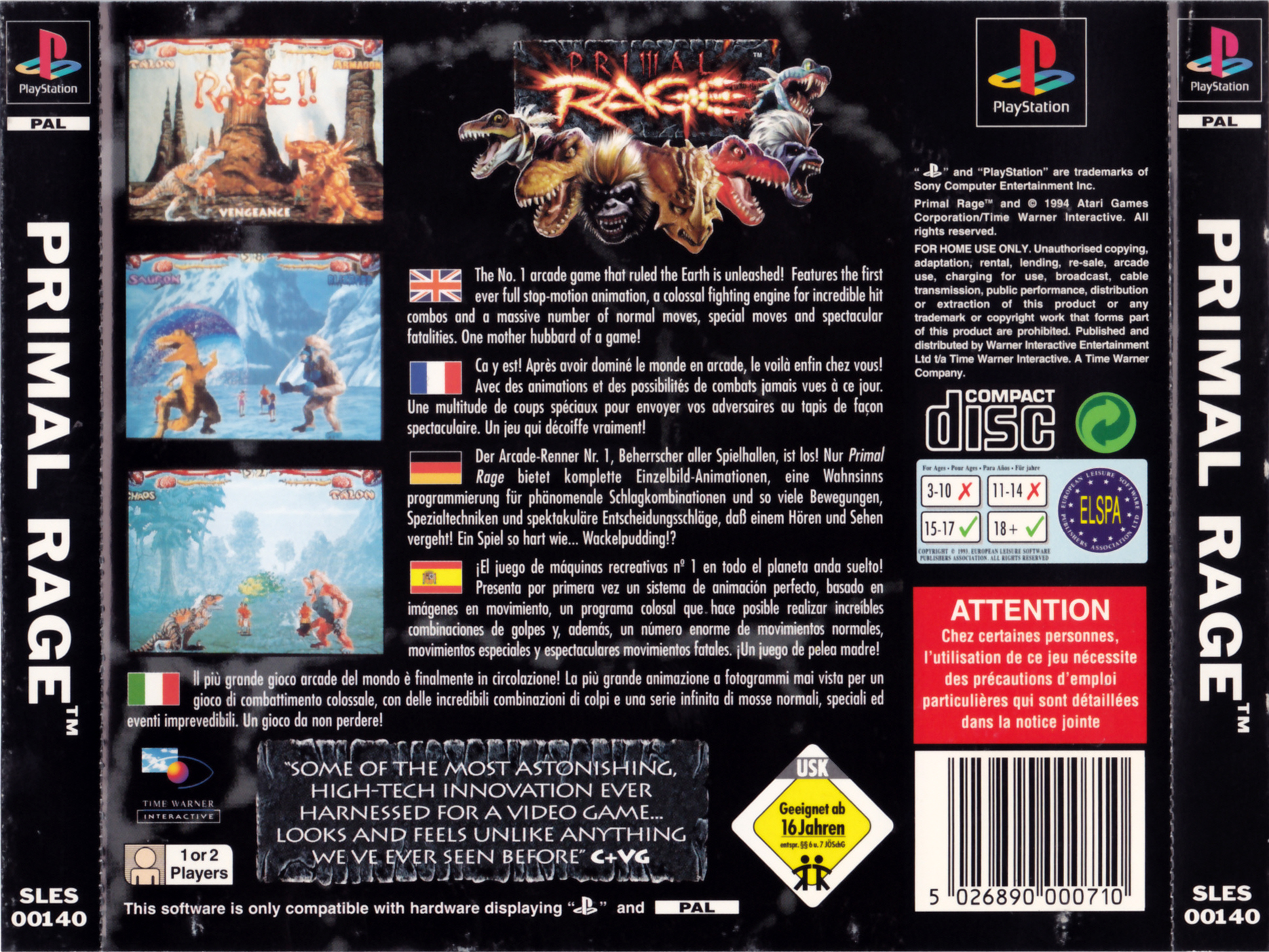 Primal Rage PSX cover