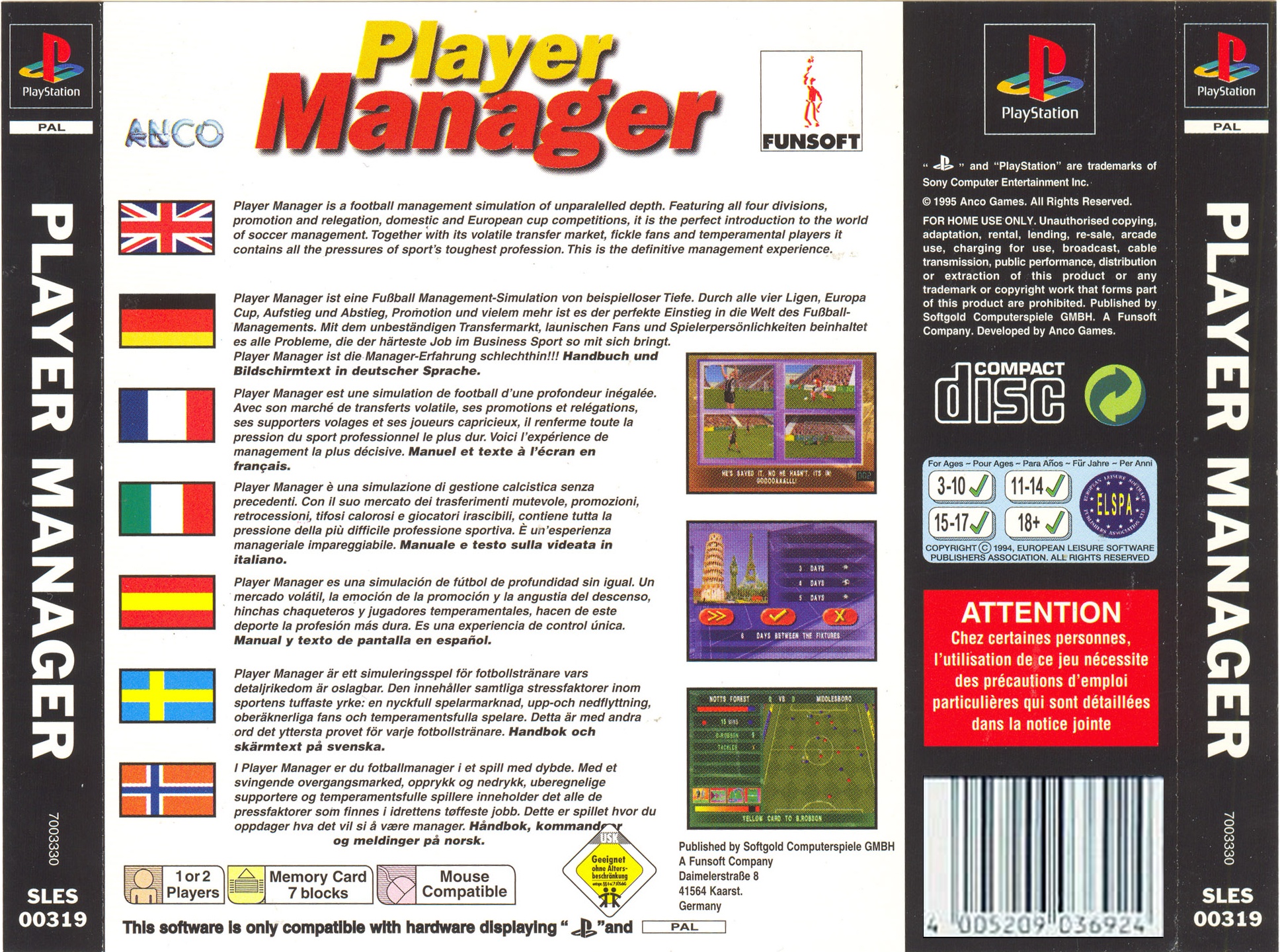 Player Manager PSX cover