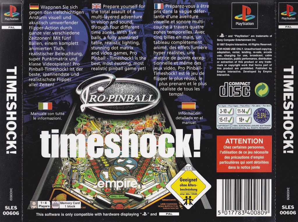 Pro Pinball - Timeshock! PSX cover