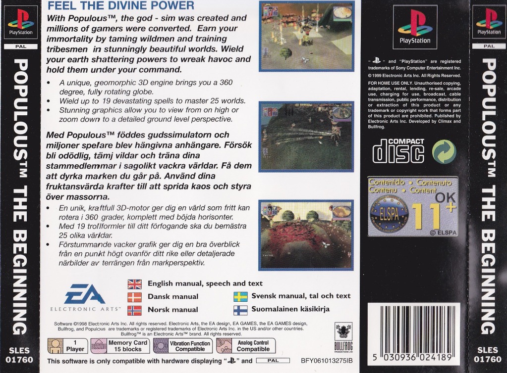 Populous - The Beginning PSX cover