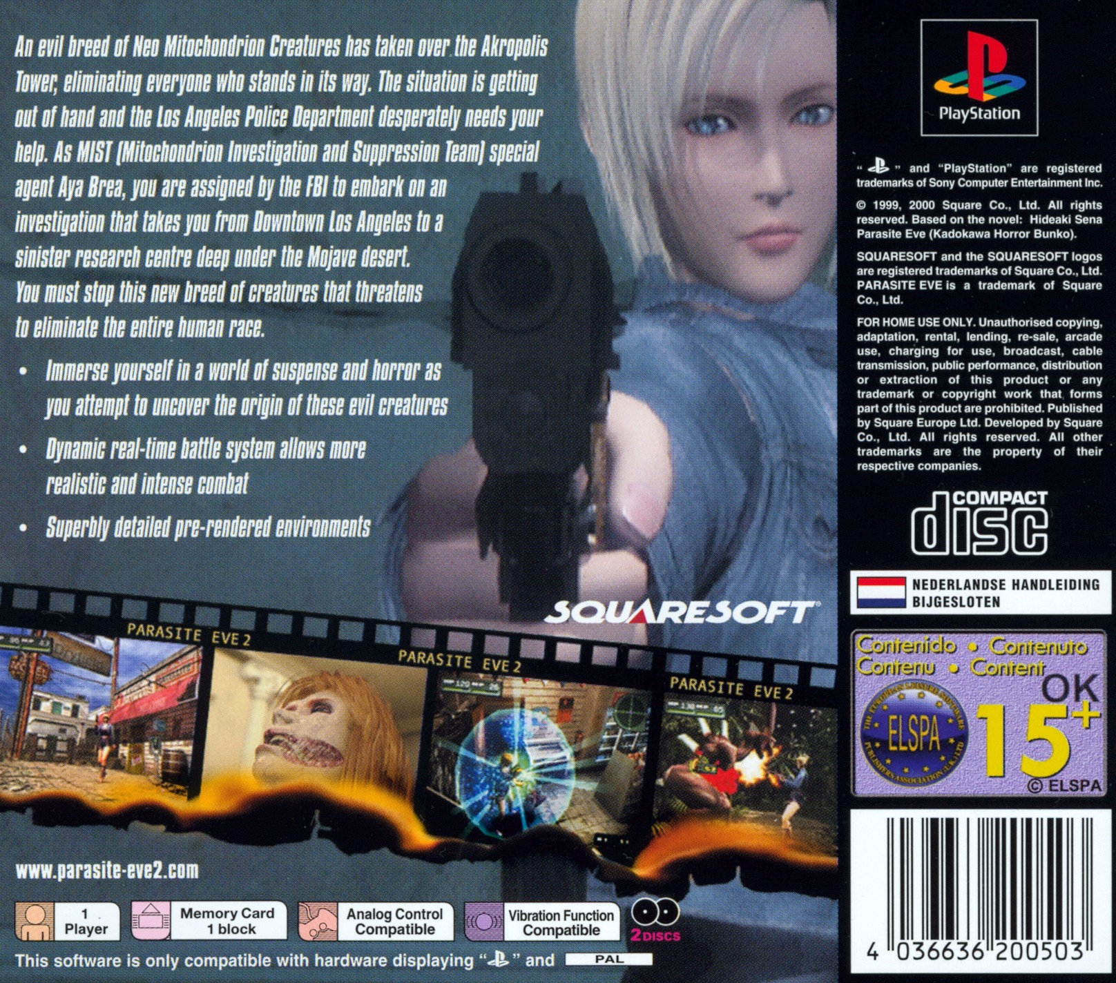 Parasite Eve II 2 Sony Playstation PSX PS1 PAL NI for sale online