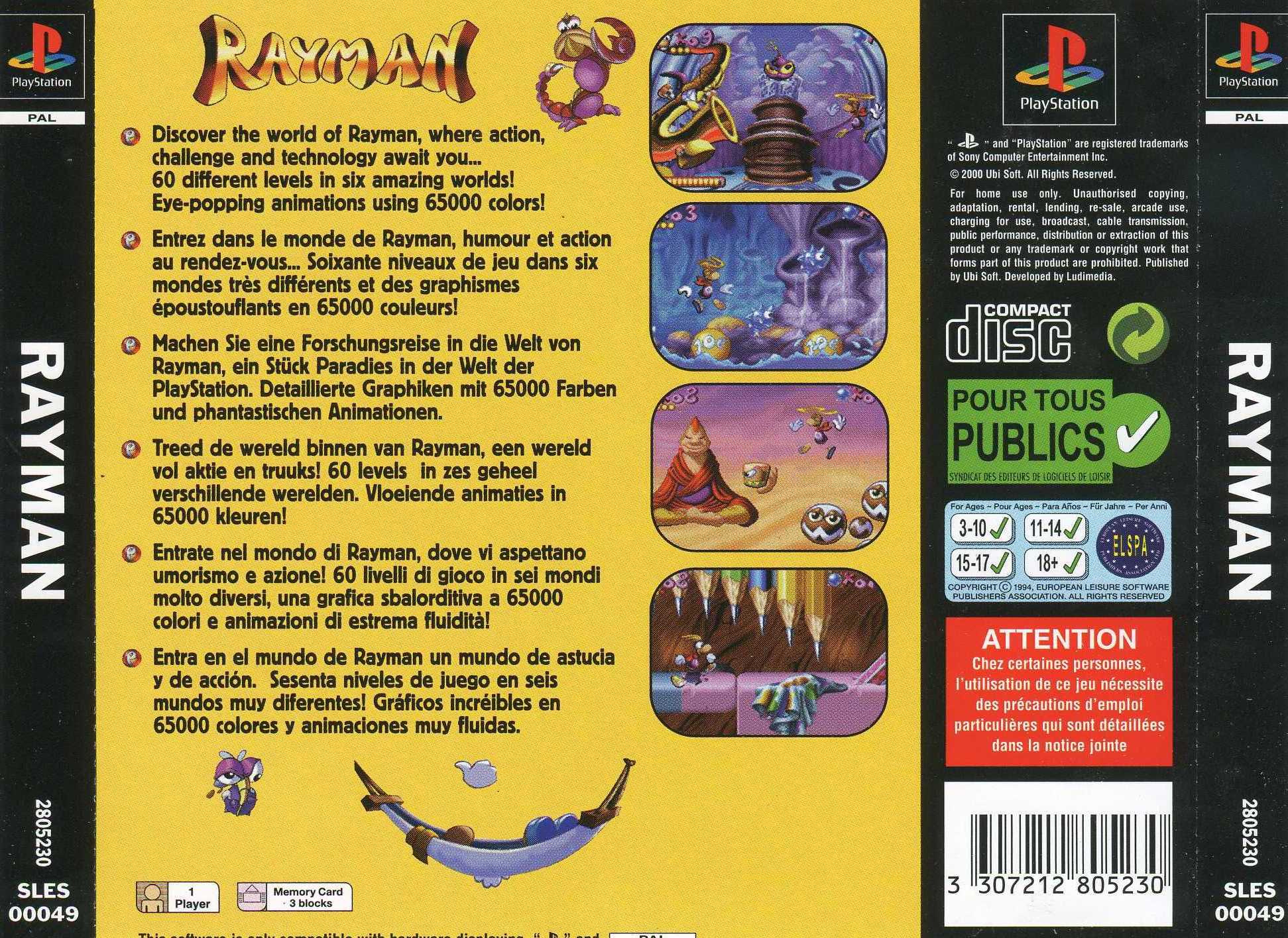 Rayman [SLES-00049] ROM Download - Sony PSX/PlayStation 1(PSX)