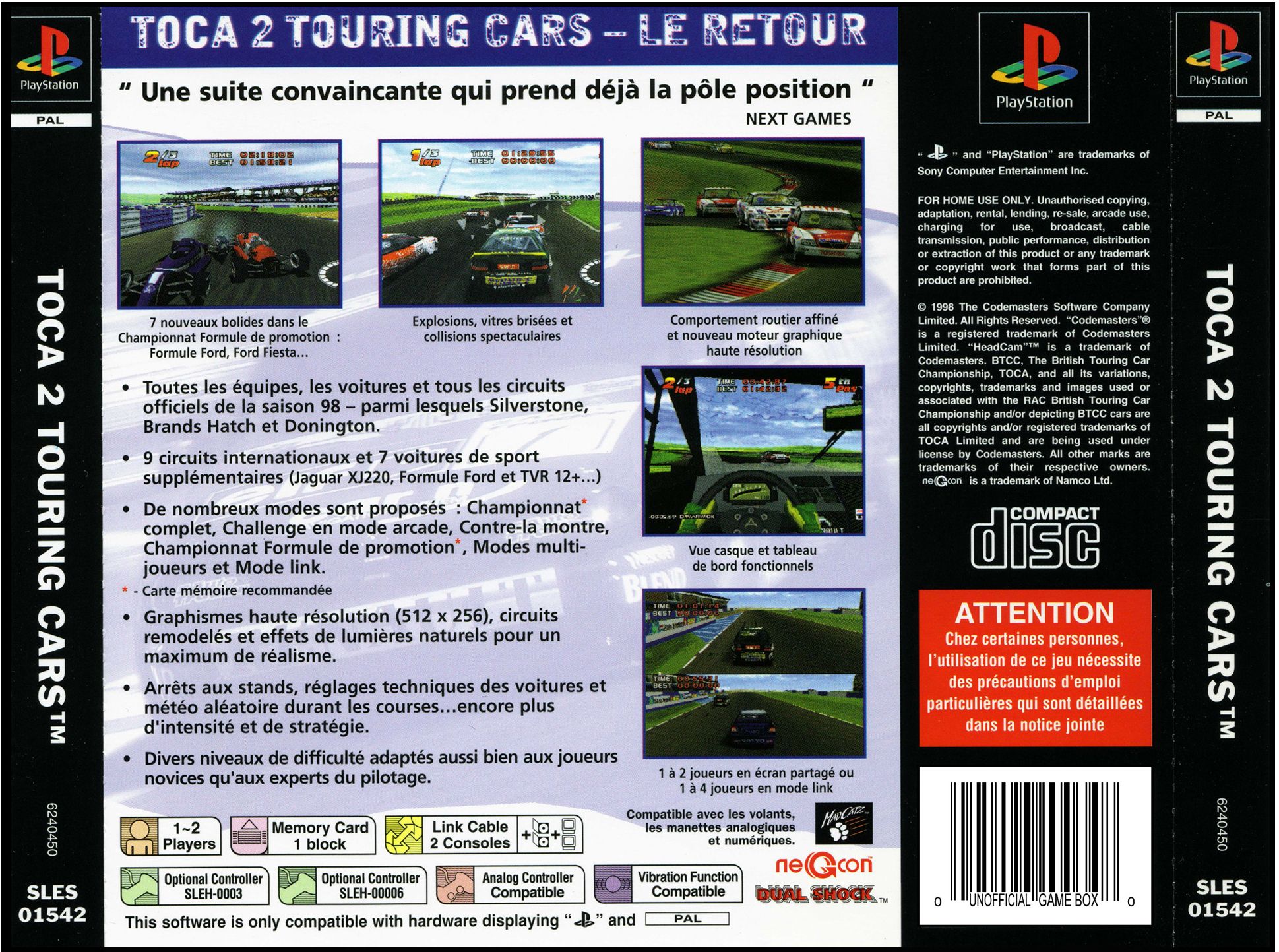 Toca 2 - Touring Cars PSX cover