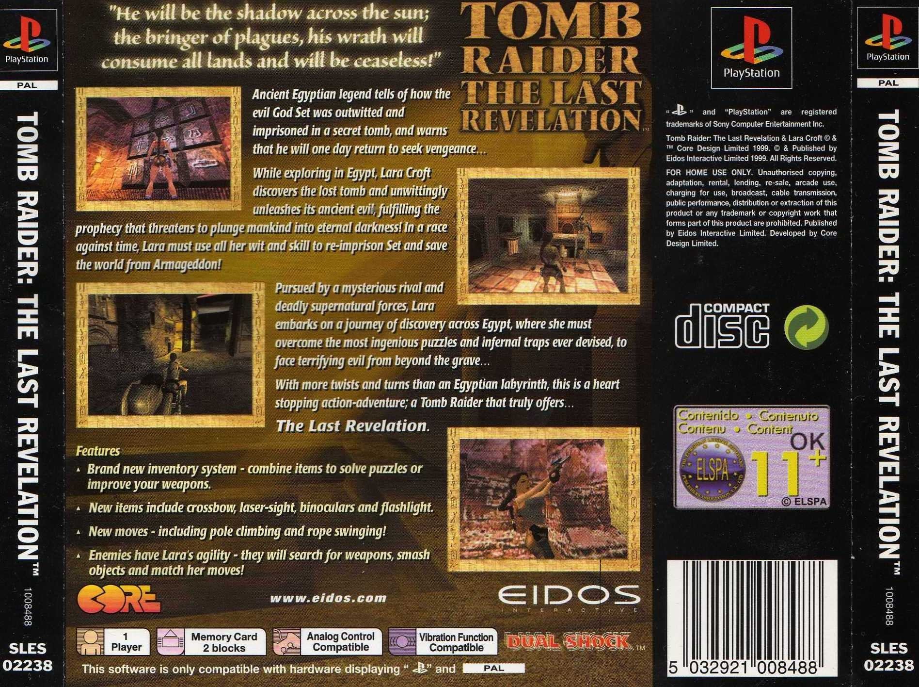 Tomb Raider - The Last Revelation PSX cover