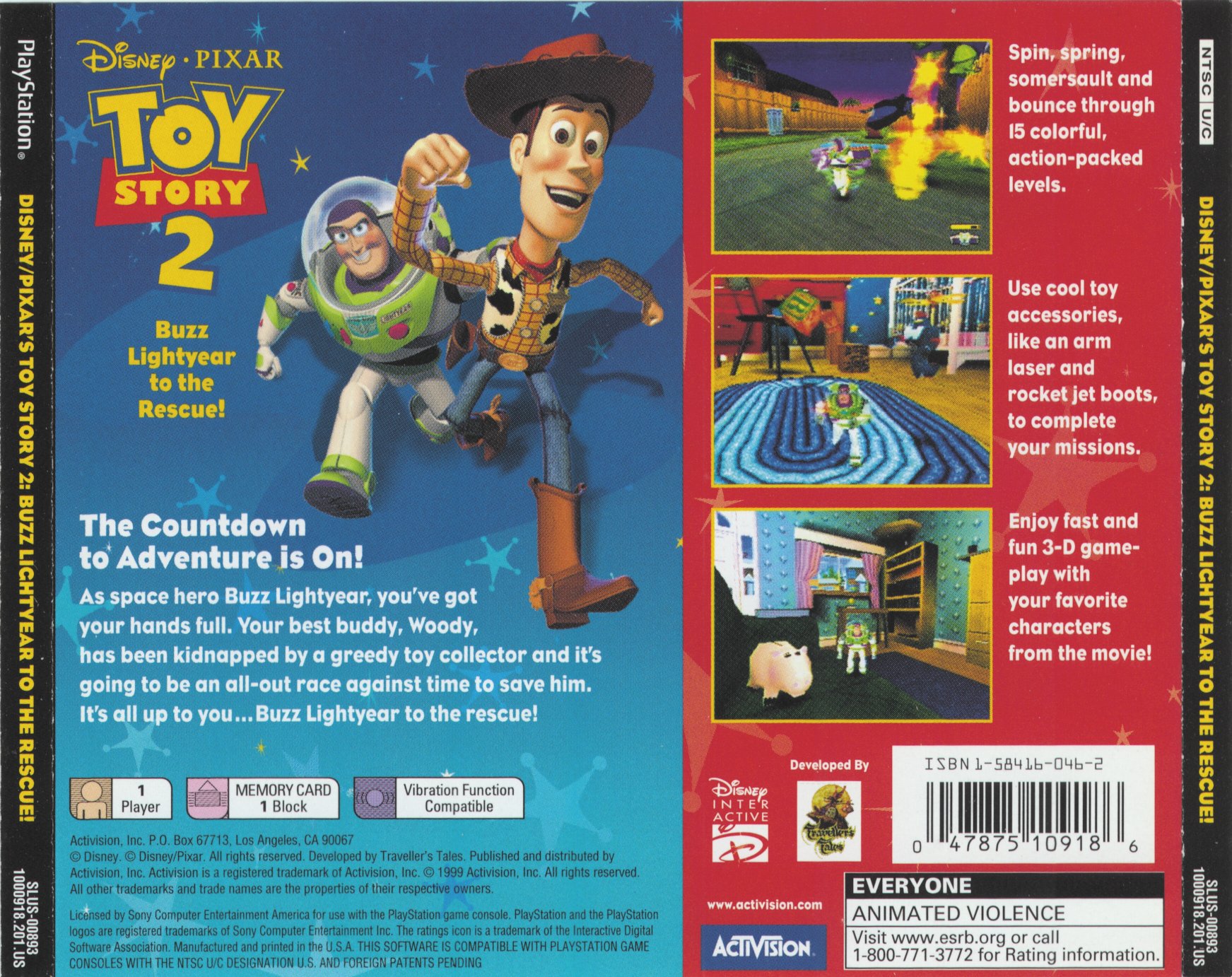 Disney Pixar Toy Story 2 Buzz Lightyear To The Rescue Ntsc U Back