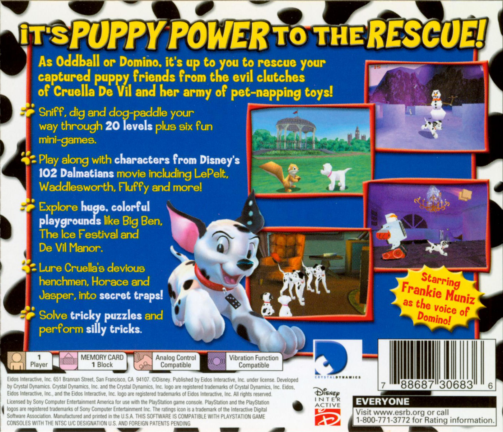 Disney 102 Dalmatians Puppies to the rescue PSX cover