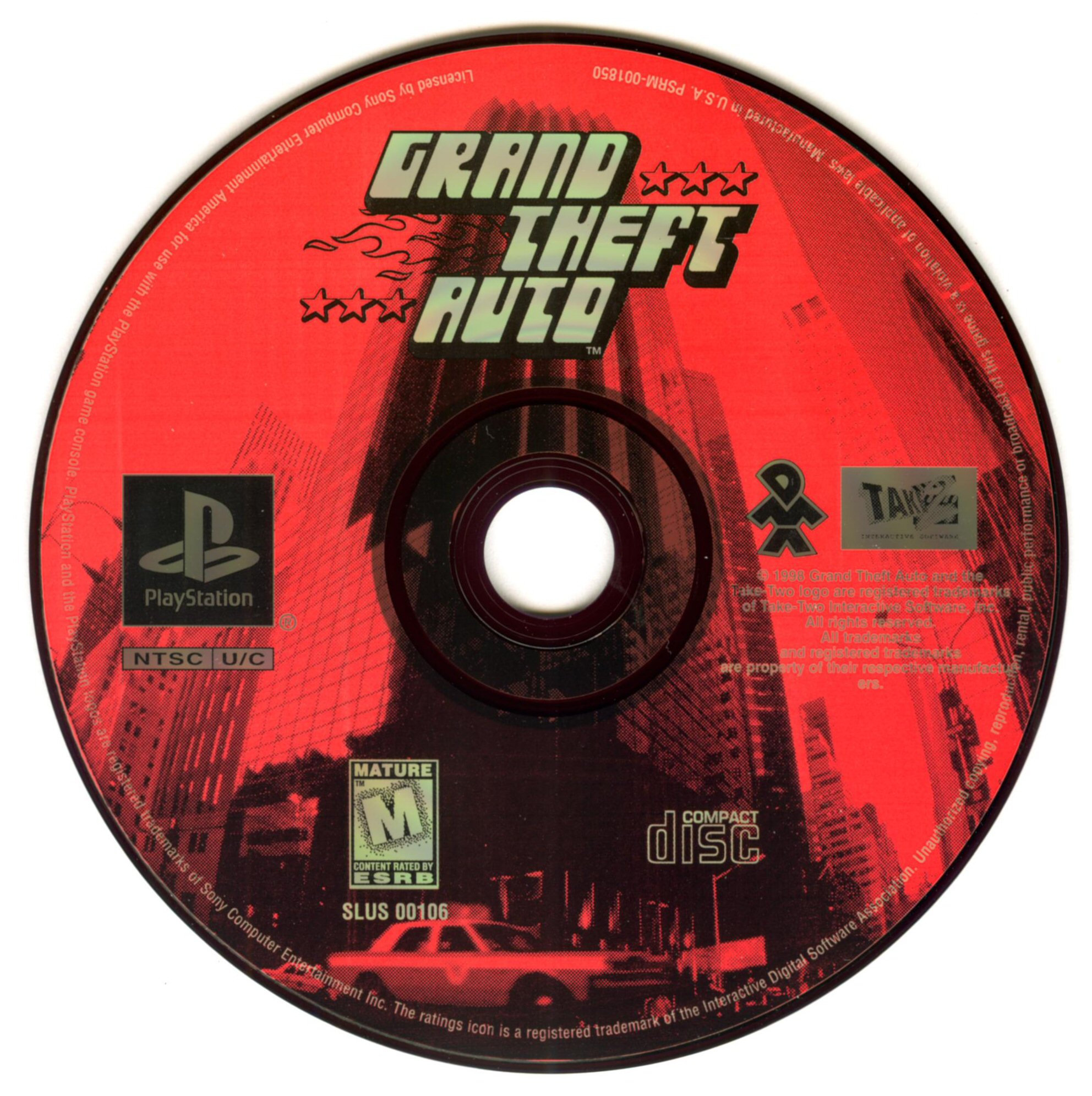 Гта на пс 1. Grand Theft auto [SLUS-00106]. Grand Theft auto NTSC-U SLUS-00106. Grand Theft auto 1997 диск. Grand Theft auto ps1 обложка.