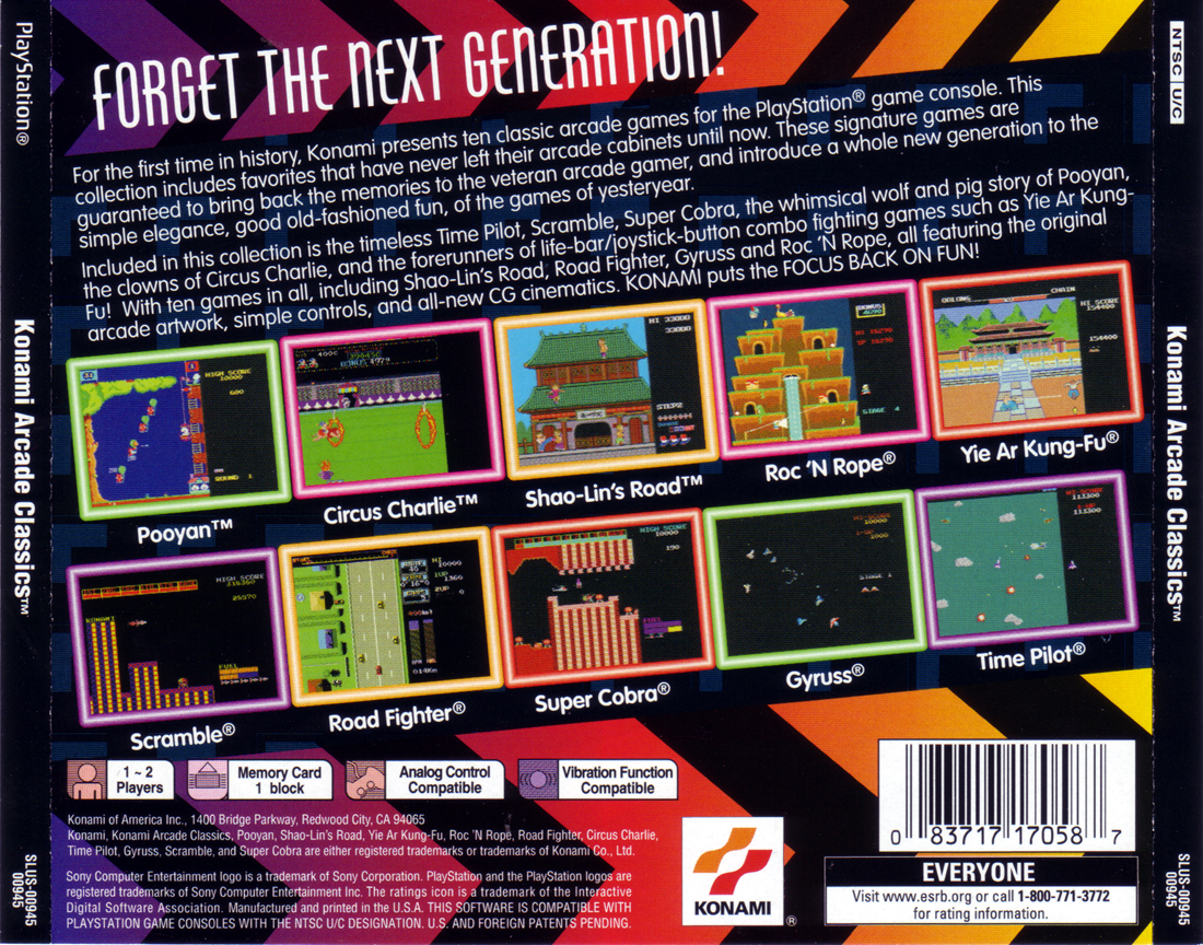 Konami Arcade Classics PSX cover