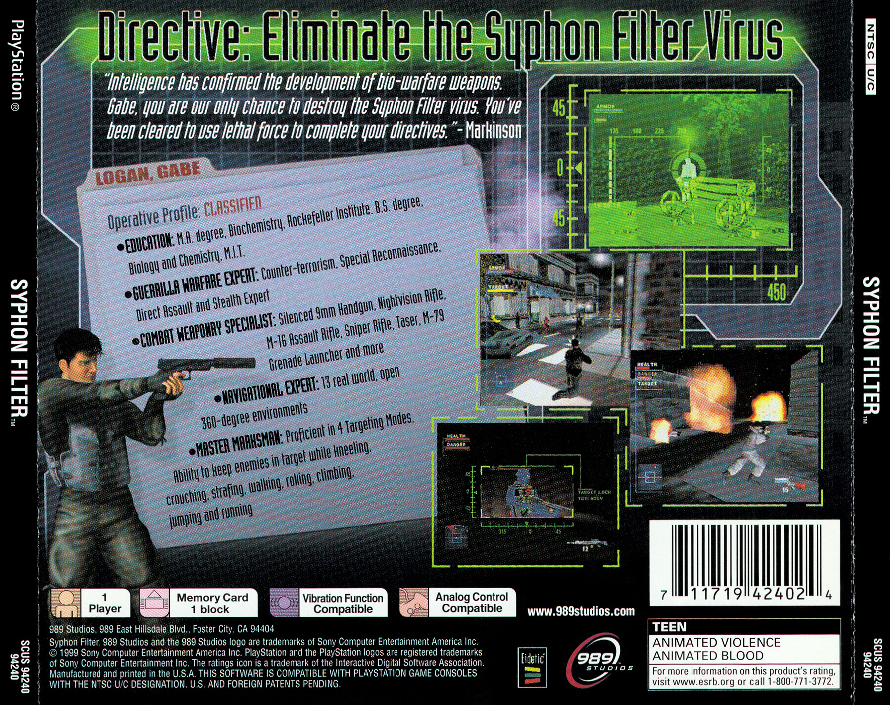 Syphon Filter [SCUS-94240] ROM Download - Sony PSX/PlayStation 1(PSX)