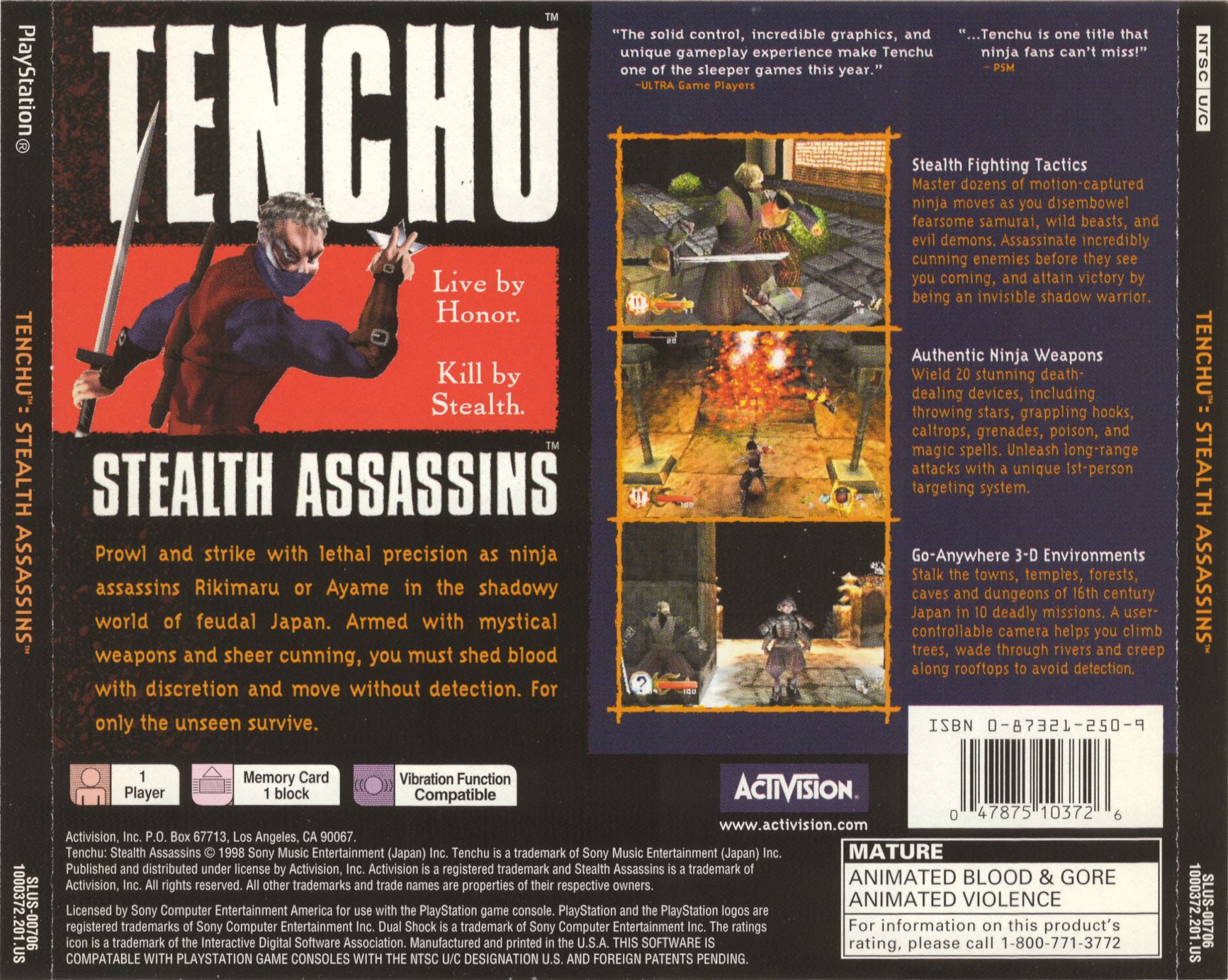 Tenchu - Stealth Assassins PSX cover