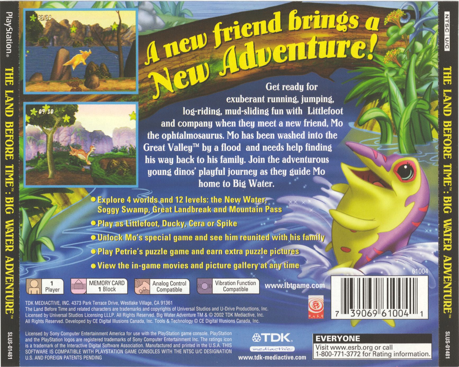 The Land Before Time - Big Water Adventure PSX cover
