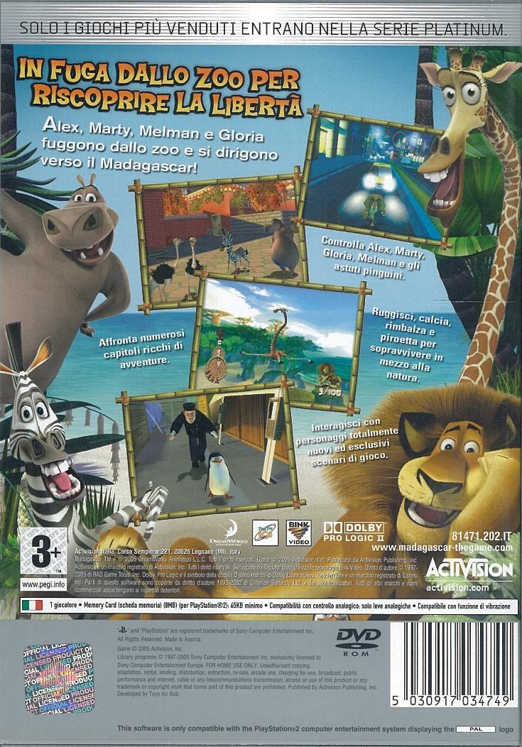 Dreamworks' Madagascar PSX cover