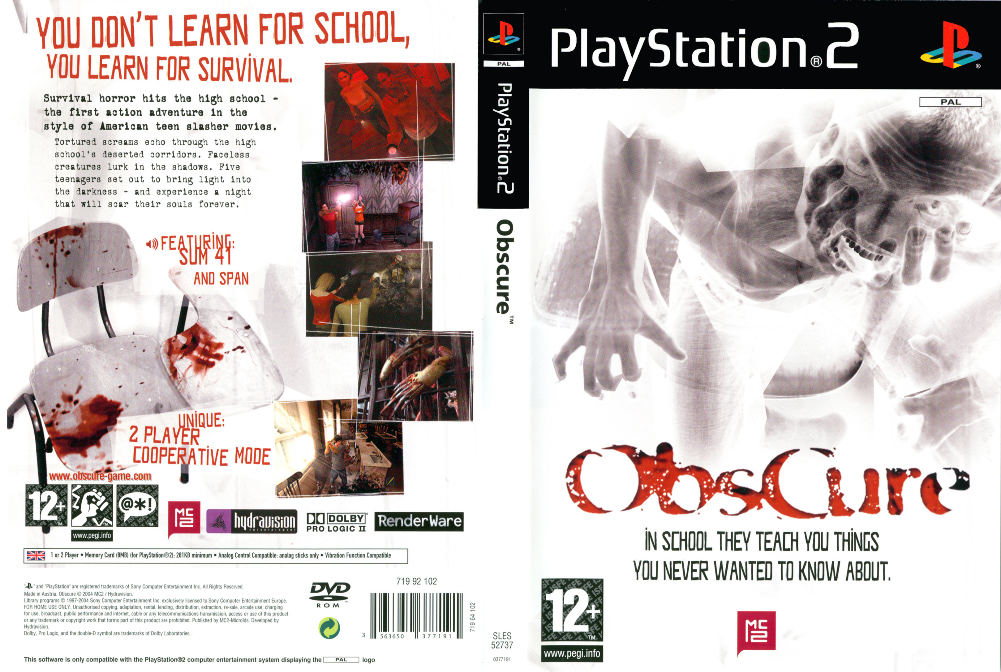 Cover 1 2. Obscure 2 ps2 Постер. Obscure 2 ps2 обложка. Obscure ps2 Cover.