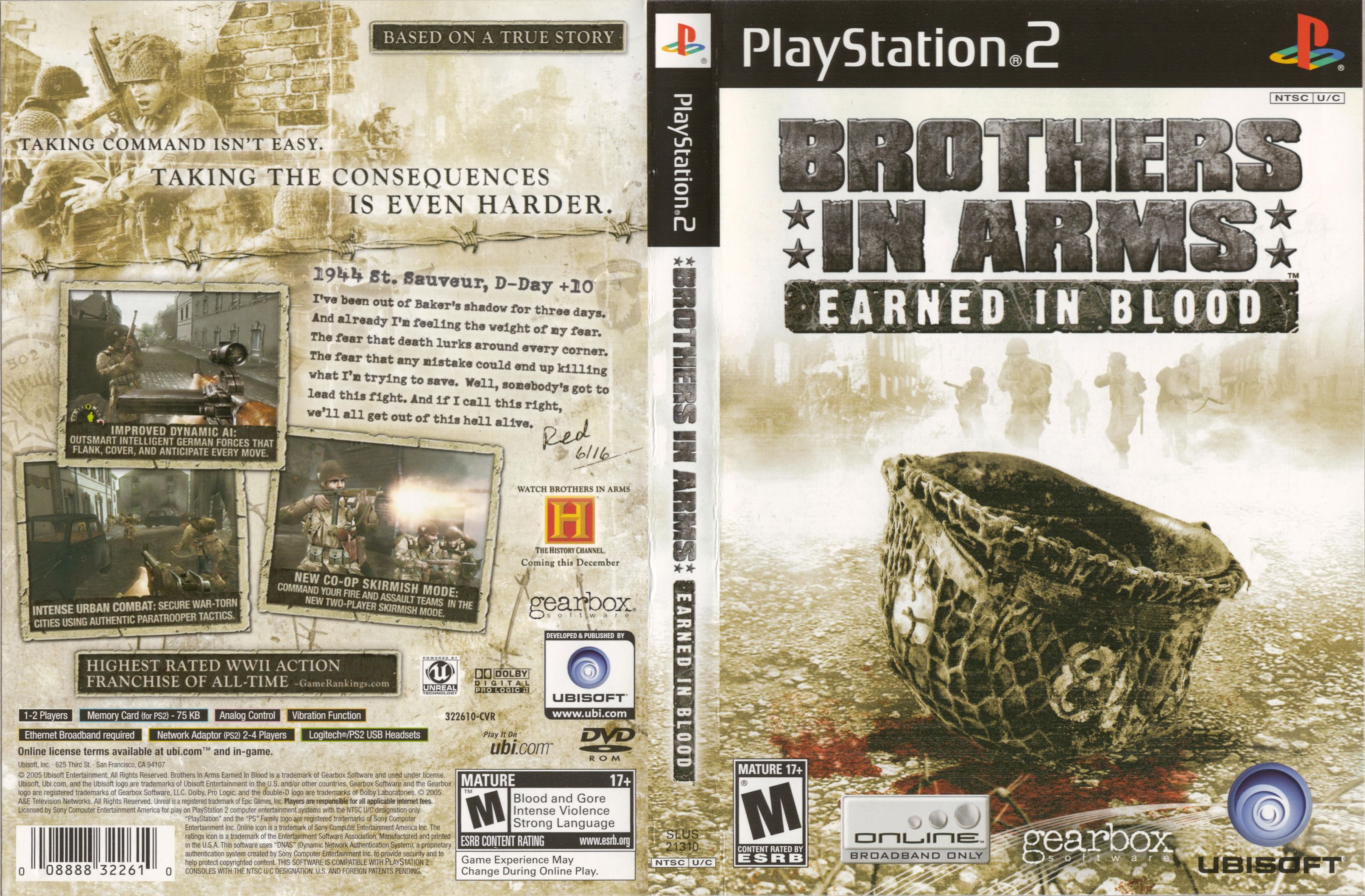 brothers in arms earned in blood ps2 cover